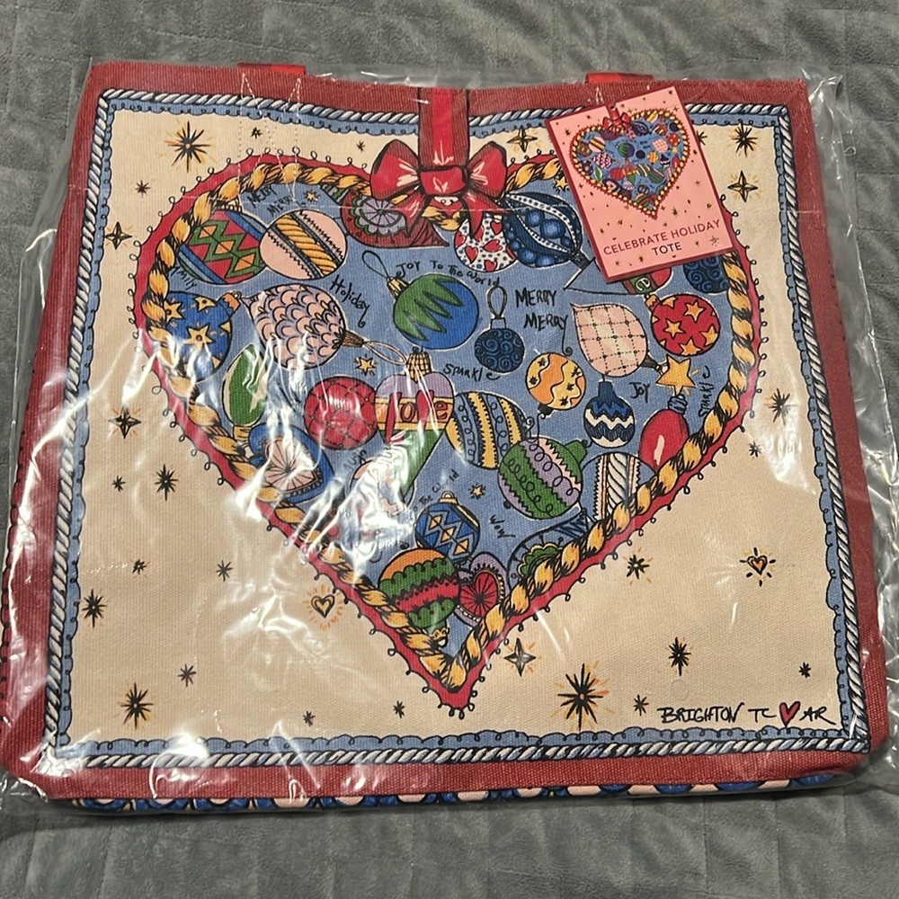 NWT Brighton Holiday Tote Bag, Canvas, Christmas 2023, In Package - Picture 2 of 9